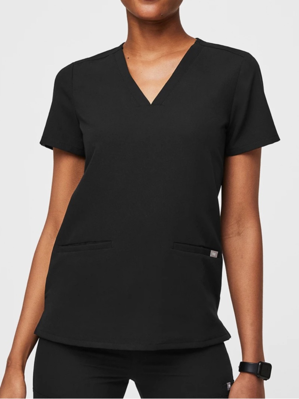 Figs Casma Scrub Top Black